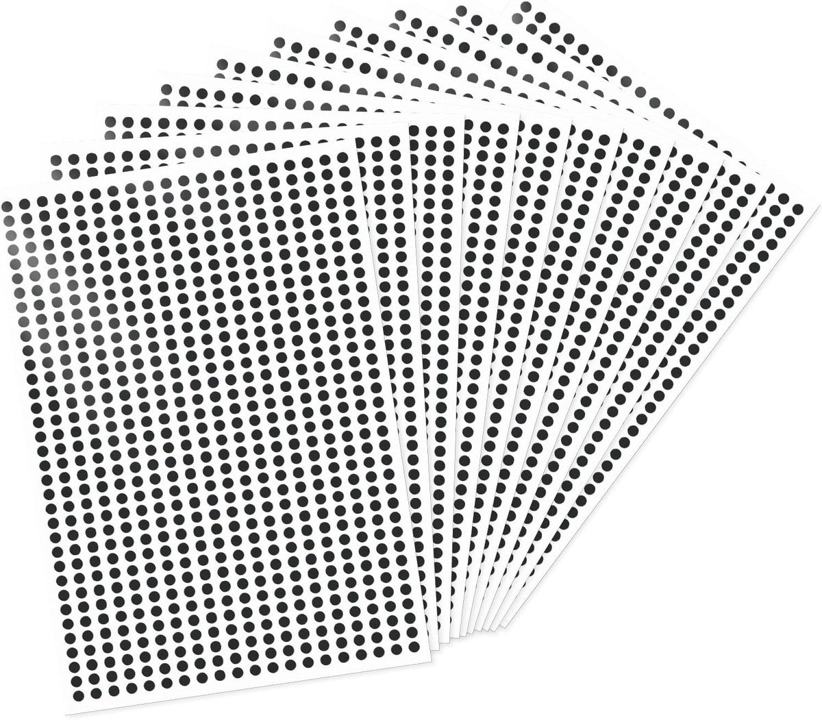 7000 stuks zwarte stippenstickers, 6,3 mm, ronde stickers