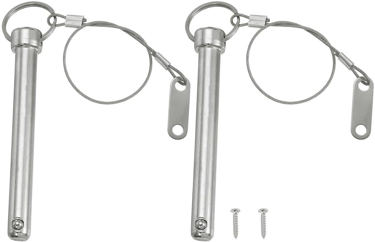 Snelspanpen, diameter 1/2 inch (12 mm), totale lengte 100 mm, effectieve lengte 92 mm, 2 stuks koolstofstaal Bimini toppen met draad voor audio marine zilver