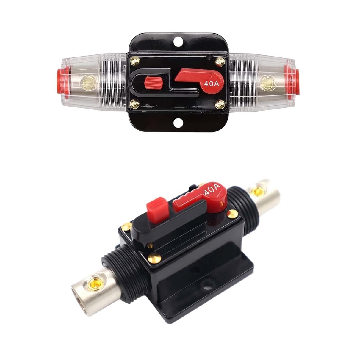 Autostroomonderbreker, automatische zekeringhouder, inline autostroomonderbreker, zekering auto, handmatige resetschakelaar, met handmatige resetfunctie, voor auto-audiosysteembescherming (40 A