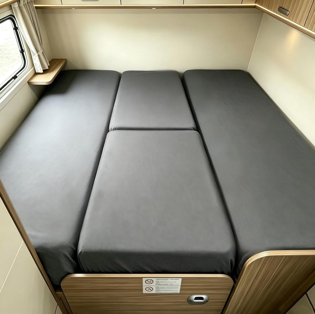 Hoeslaken, 4-delig, met middenmatras, beddengoedset | Voor VW California/Mercedes-Benz Marco Polo/Fiat Ducato caravan