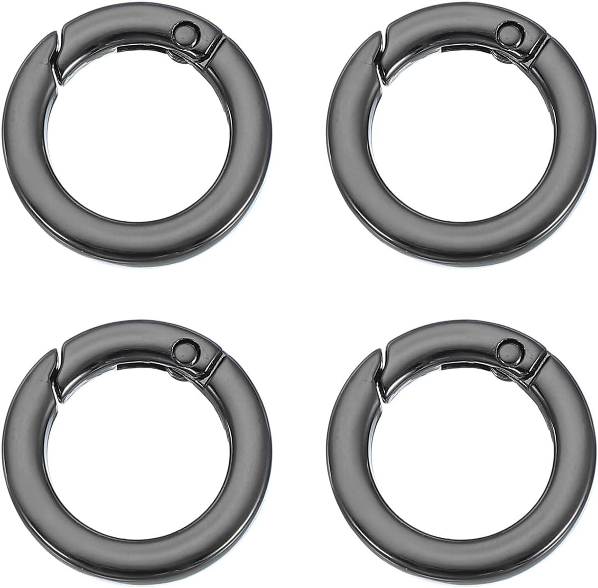 Spring O-ringen, 4 stuks 1 inch metalen ronde clips platte trigger sleutelhangers klikgesp sluitingen voor sleutelhangers tassen portemonnees riemen hondenriemen doe-het-zelf ambachten, zwart