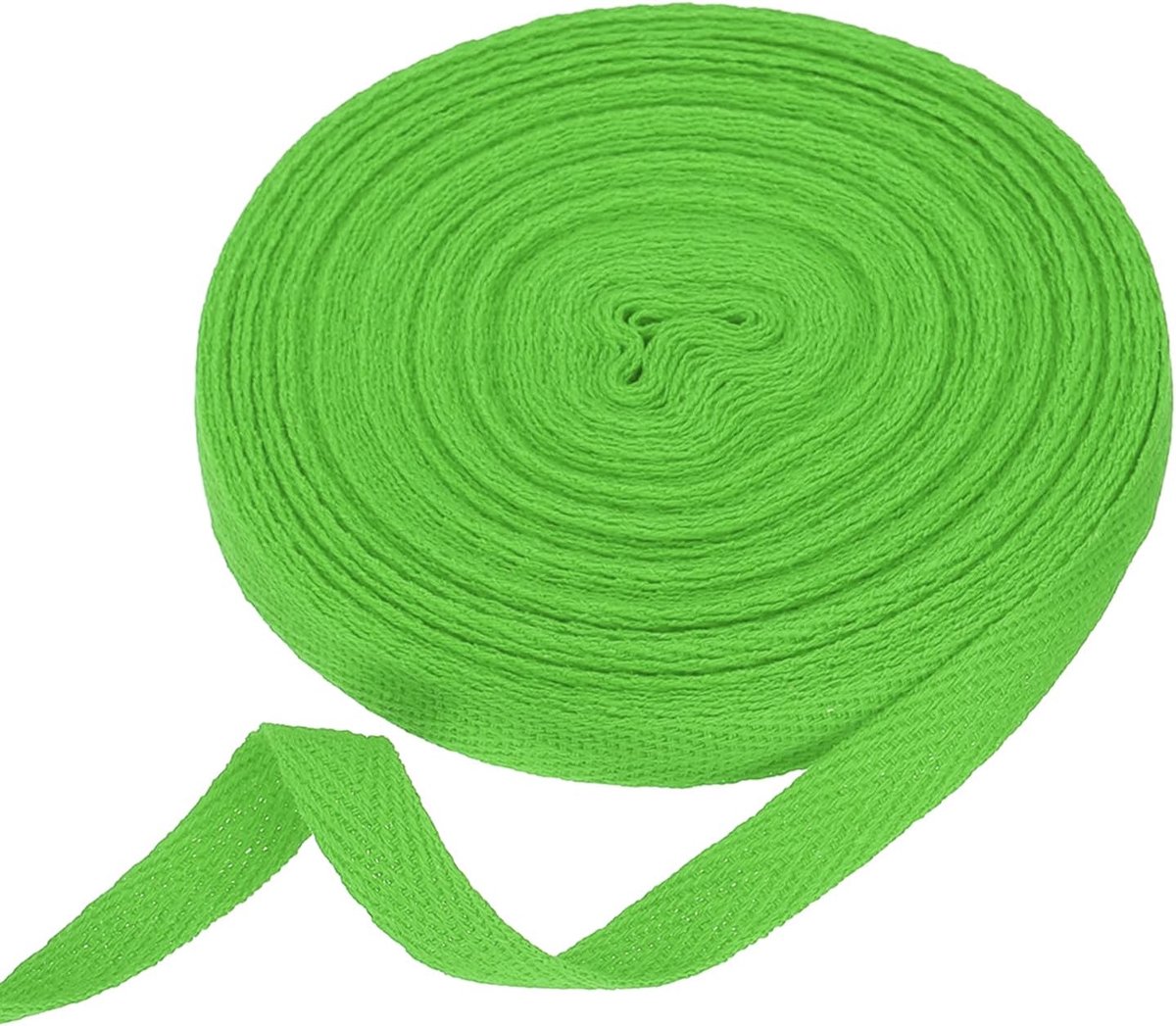 Katoenen lint met visgraatpatroon, 10 mm x 10 m katoenen lint, biaisbanden voor doe-het-zelf handwerk, naaien, geschenkverpakking, handvat, stoffen tas, knutselen, handwerk, heldergroen