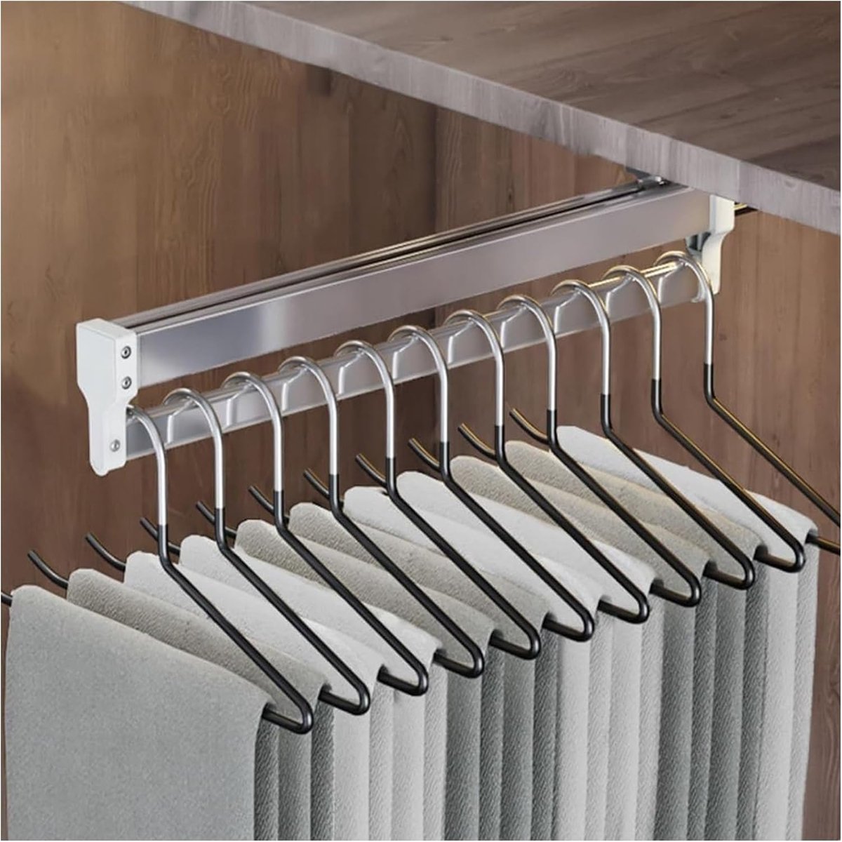 Kledingstang voor kast, uittrekbare kledingstang, met 2 uittrekbare rails, verstelbaar, 35-80 cm, rail, ideale organizer voor de kledingkast (30 cm)