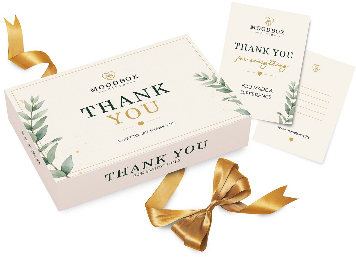 Moodbox Gifts - Thank You Box Select - Luxe Belgisch Cadeaupakket met Chocolade, Koffie, Thee en Lekkernijen - Gepersonaliseerde Boodschapkaart