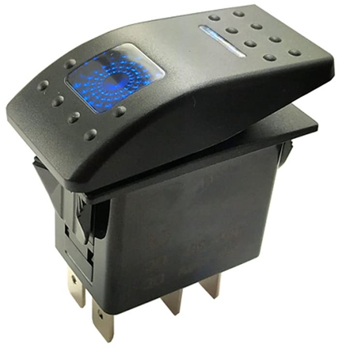 Automotive schakelpaneel met 12V/24V rocker switches voor aanpassing van voertuigen en boten, inclusief kortsluitbeveiliging