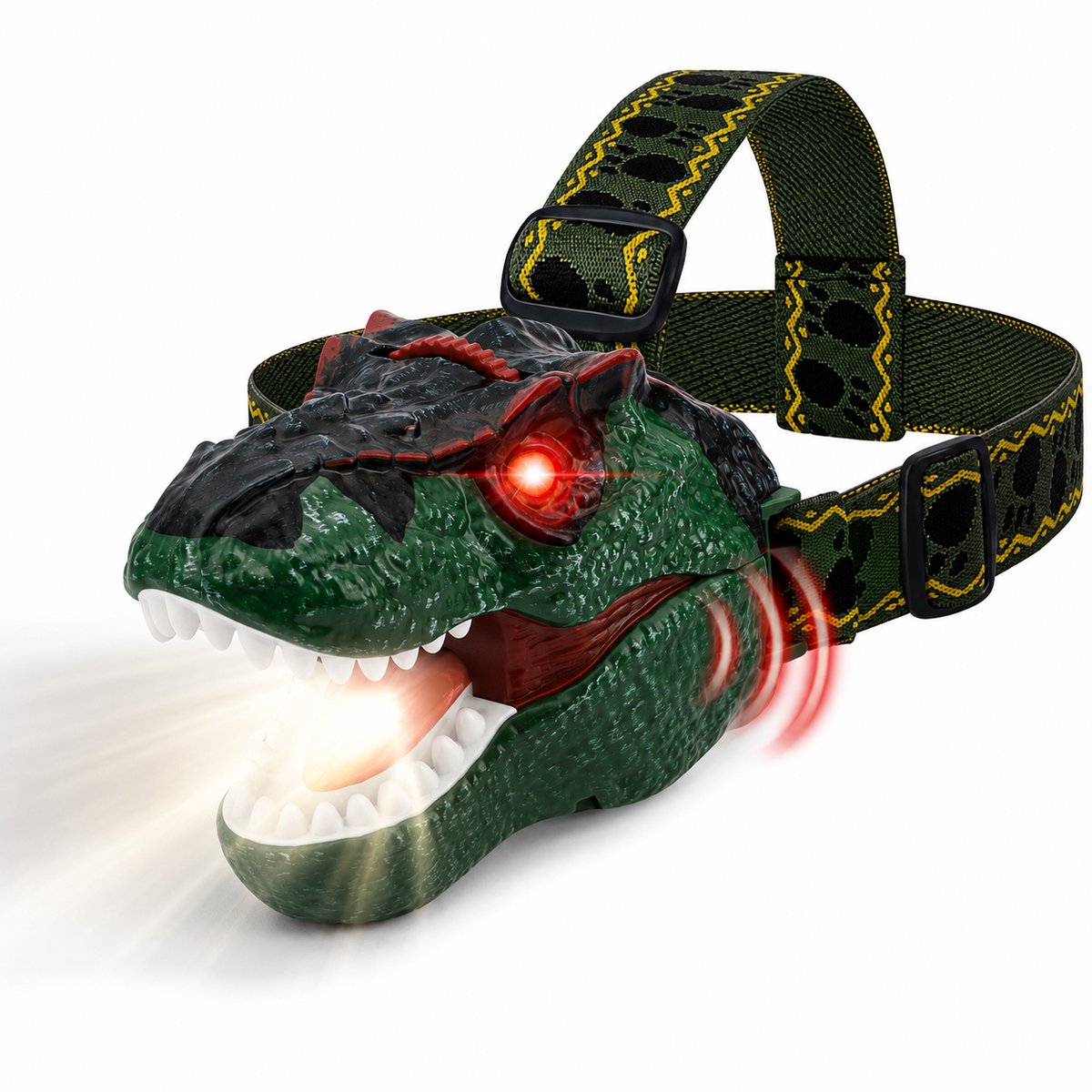 Dinosaurus Hoofdlamp Kinderen – 3D T-Rex – LED Kinderzaklamp – Met Geluid en Projector – Inclusief Batterijen – Verstelbare Dinosauruskop – Cadeau voor Jongens en Meisjes