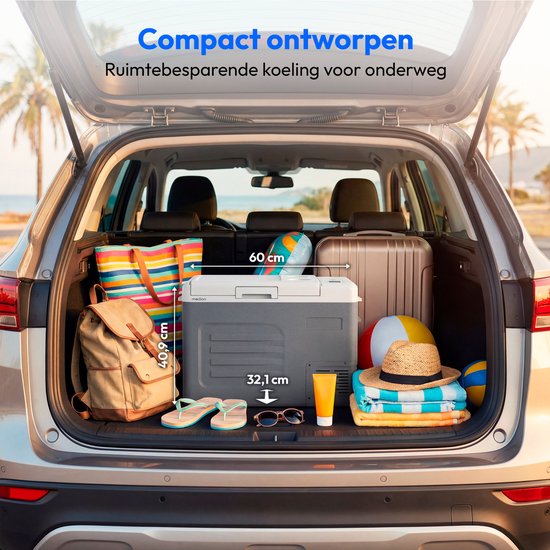 MEDION Compressor koelbox 28 L draagbaar, mini koelkast elektrisch, 12 V 24 V 230 V adapter auto vrachtwagen camping boot festival, MD370027 van Medion — afbeelding 5