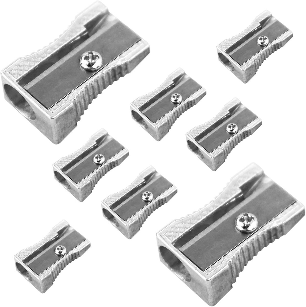Kleine vierkante puntenslijper met één gat - 24stuks - 1,3*2,3*1cm - Mini puntenslijper - Schoolbenodigdheden - Puntenslijper - Mini metalen puntenslijper - Geschikt voor school, kleurpotloden en grafietpotloden - Ideaal voor thuis, school en kantoor