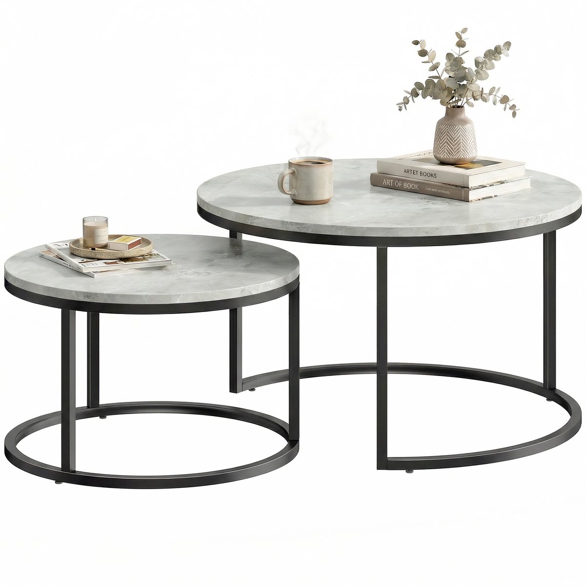 HOMCOM Salontafelset - MDF - 78,5 x 78,5 x 46,5 cm - Grijs