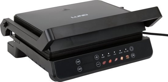 LUND 67440 Elektrische Contactgrill - 2000W - Met 5 Automatische Programmas & LED Display - 180 Graden Uitklapbaar tot Tafelgrill - PFOA-Vrije Antiaanbaklaag - Uitneembare Platen — afbeelding 4