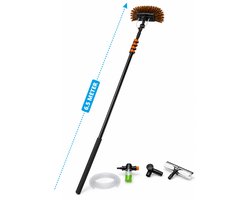 FlinQ Telescopische Wasborstel 6,5 m - Autowasborstel Telescopisch - Raamwisser met Telescoopsteel - Ramenwasser - Ramen Wassen - Borstel Zonnepanelen