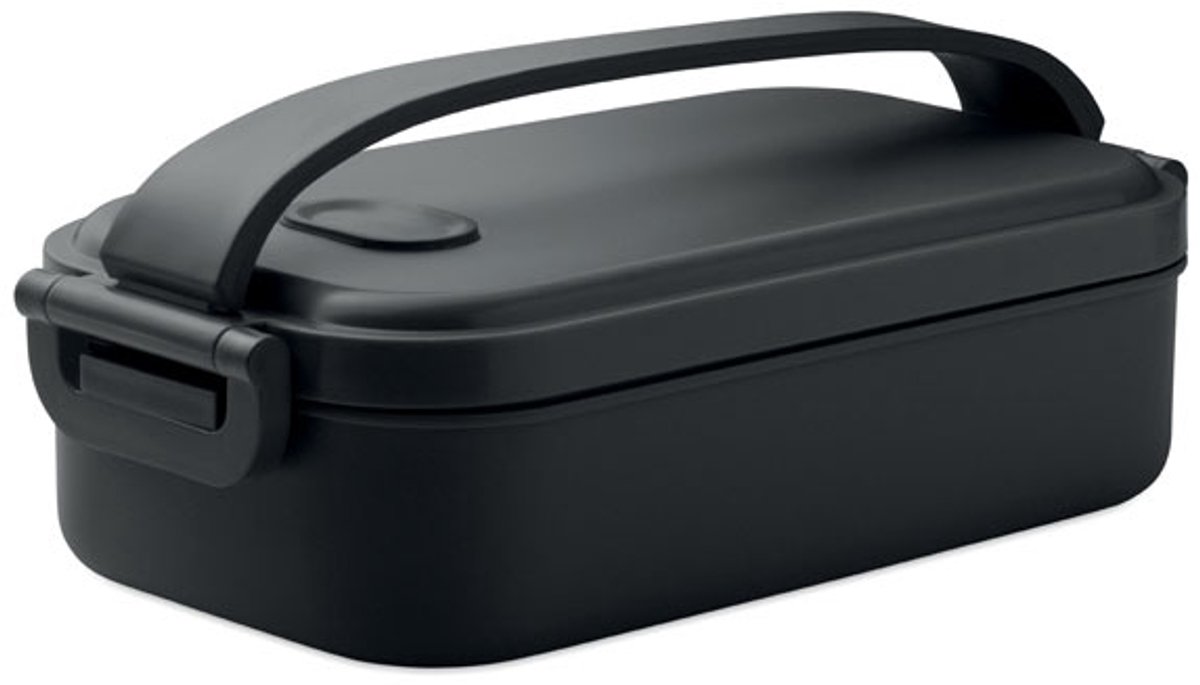Luxe lunchbox, zijclipsluiting en een luchtdicht deksel. Inhoud: 800ml. Kleur Zwart