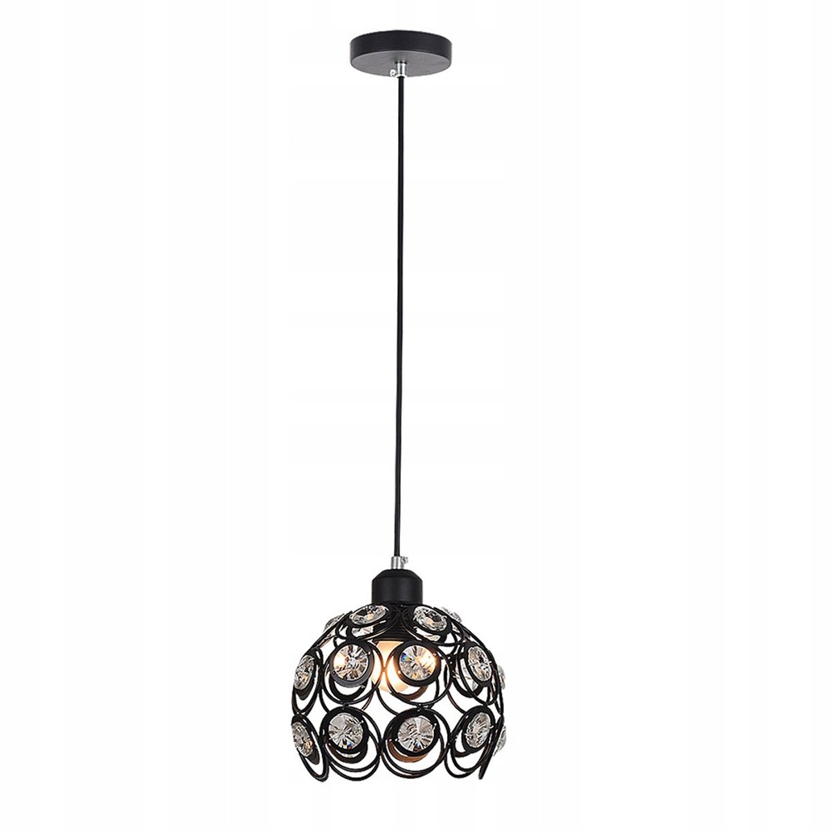 Florence Hanglamp Kristal Zwart Ø19cm E27 - Stijlvolle Verlichting