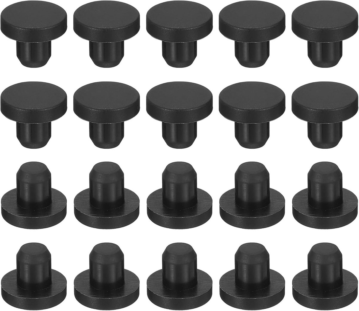 30 stuks zwarte rubberen stoppen 8 mm ronde waterdichte knoopstop voor 7,5-7,8 mm gat T-vormige zachte flexibele rubberen stop voor flessen, buizen DIY