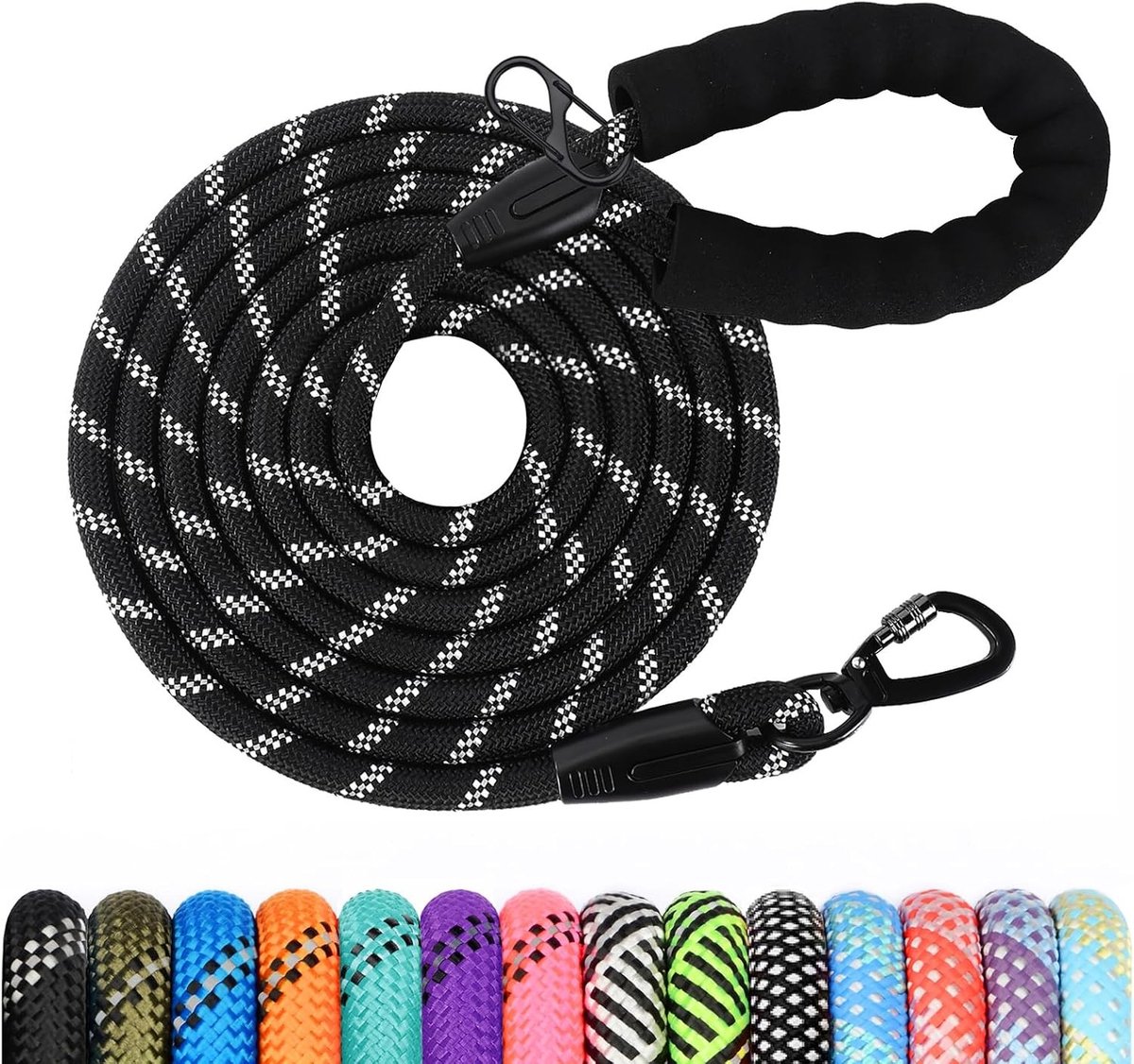 Hondenriem - 3 Meter - 1,2 cm Polyester Lange Riem met Gevoerde Handgreep - Voor Kleine tot Grote Honden