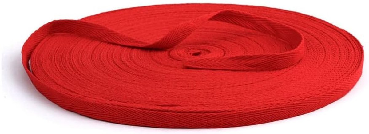 50 m/rol katoenen riem, kleurrijk visgraatpatroon, keperband, naadband, biaisband, katoenweefsel voor doe-het-zelf handwerk, geschenkverpakkingen, kleding, naai-accessoires, 1 cm, rood