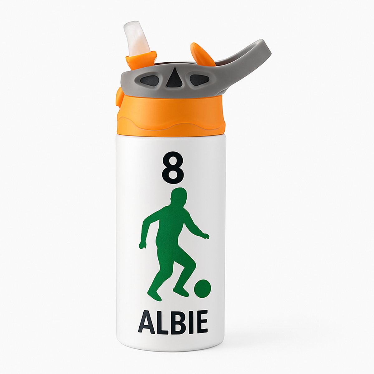 Klassieke 'Il_1140xN.815560328' Drinkfles – Duurzame Drinkfles voor Dagelijks Gebruik - Waterfles voor kinderen (wit/oranje)