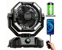 uJOY Ventilator - 8 instelbare ventilatorsnelheden - Automatische oscillatie - Powerbankfunctie - 4 LED-lampen - Kleur groen