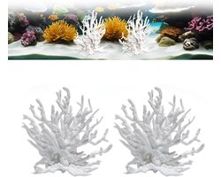 Set van 2 Kunstmatige Koraal Decoratie voor Aquarium - Realistisch Ontwerp, Ideaal voor Mini Vissenkom en Zee Vivaria, 12.5 x 11.5 x 5 cm