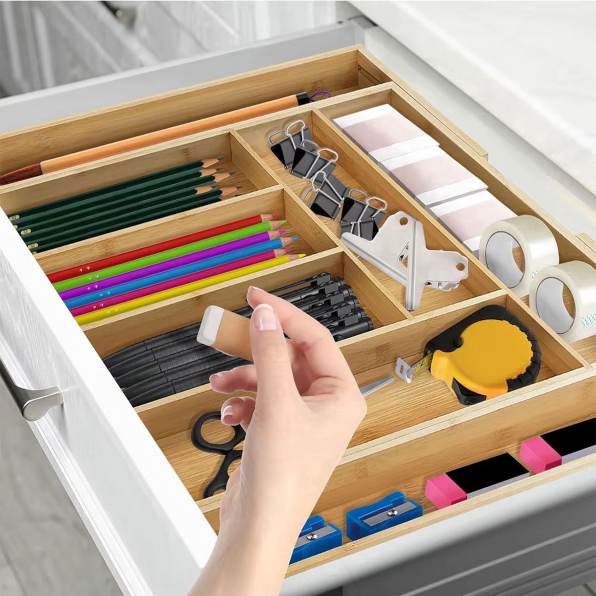 Besteklade Organisator Nobillo - 6-8 Compartimenten Keukenlade en Keukengerei Houder voor Mes, Vork en Lepel - Voor Mes, Vork en Lepel