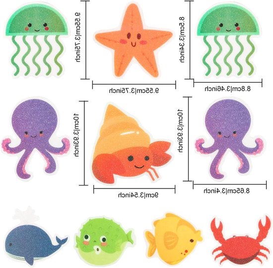 Grote Antislip Bad Stickers met Zee Motieven, 20 Zelfklevende Ontwerpen van 11.5 x 9 cm, Inclusief Premium Schraper voor Veiligheid en Comfort — afbeelding 5