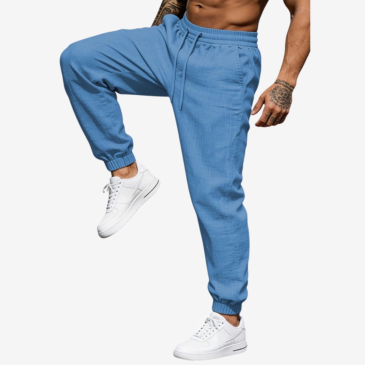 Currero Linnen Broek Heren - Zomerbroek - Volwassenen - Lange Broek - Pantalon - Strandbroek - Zomer - Ibiza Stijl - Hemelsblauw S