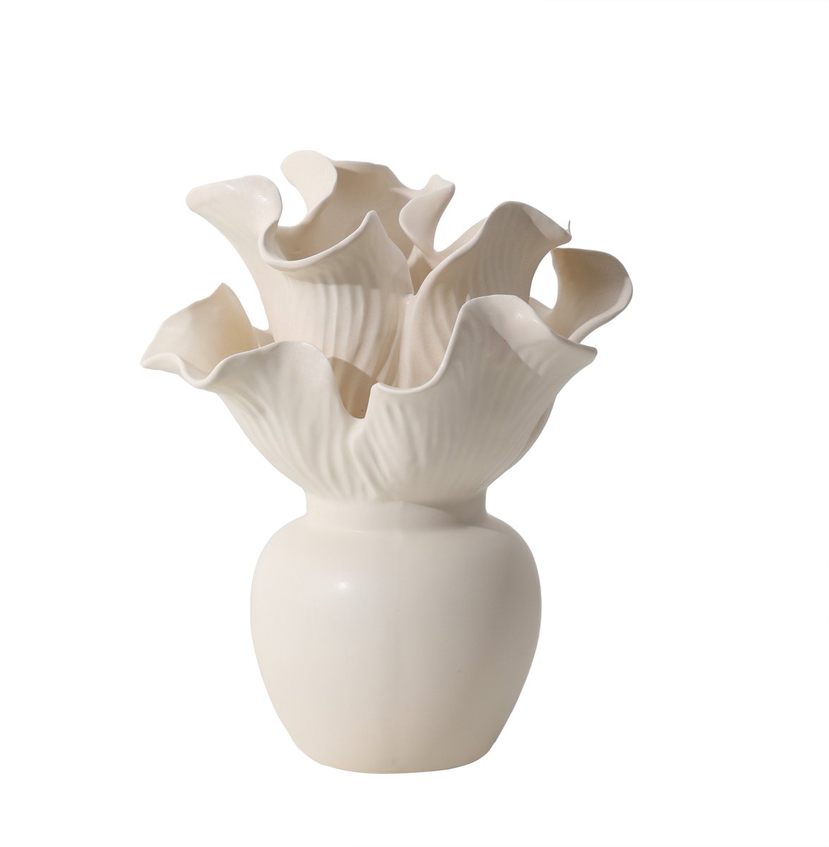 PTMD Elleen Cream Ceramic Organic Shaped Vase Wit