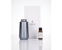 ARONIQ Luxe Aluminium Aroma Diffuser – Waterloos & Draadloos – Ambient light & Smart App – Aromatherapie Geurverspreider Auto & Huis – Trillingssensor – Incl. Signature Fragrance (Etherische Olie) – Sea Green
