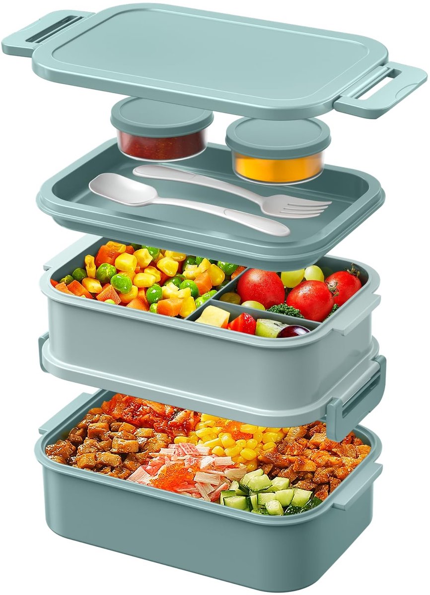 Dailygoods - Lunchbox voor volwassenen, 2130 ml, lekvrij, bento box in groen