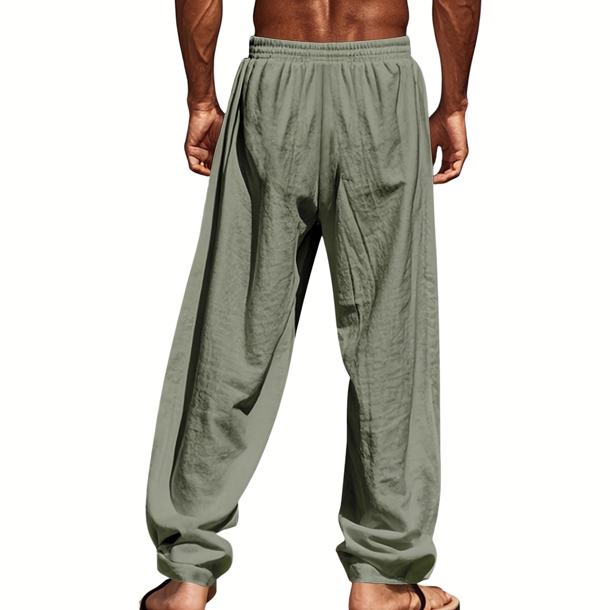 Currero Linnen Broek Heren - Zomerbroek - Volwassenen - Lange Broek - Pantalon - Strandbroek - Zomer - Ibiza Stijl - Leger Groen S