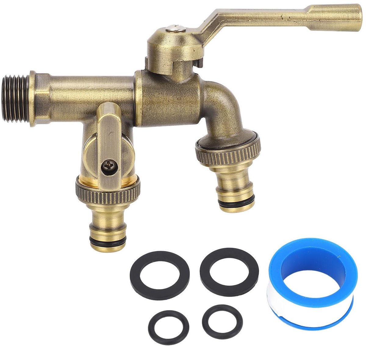 Dailygoods - Outdoor Double Taps Water Kraankit - Vorstbestendige Messing Waterkraan Splitter