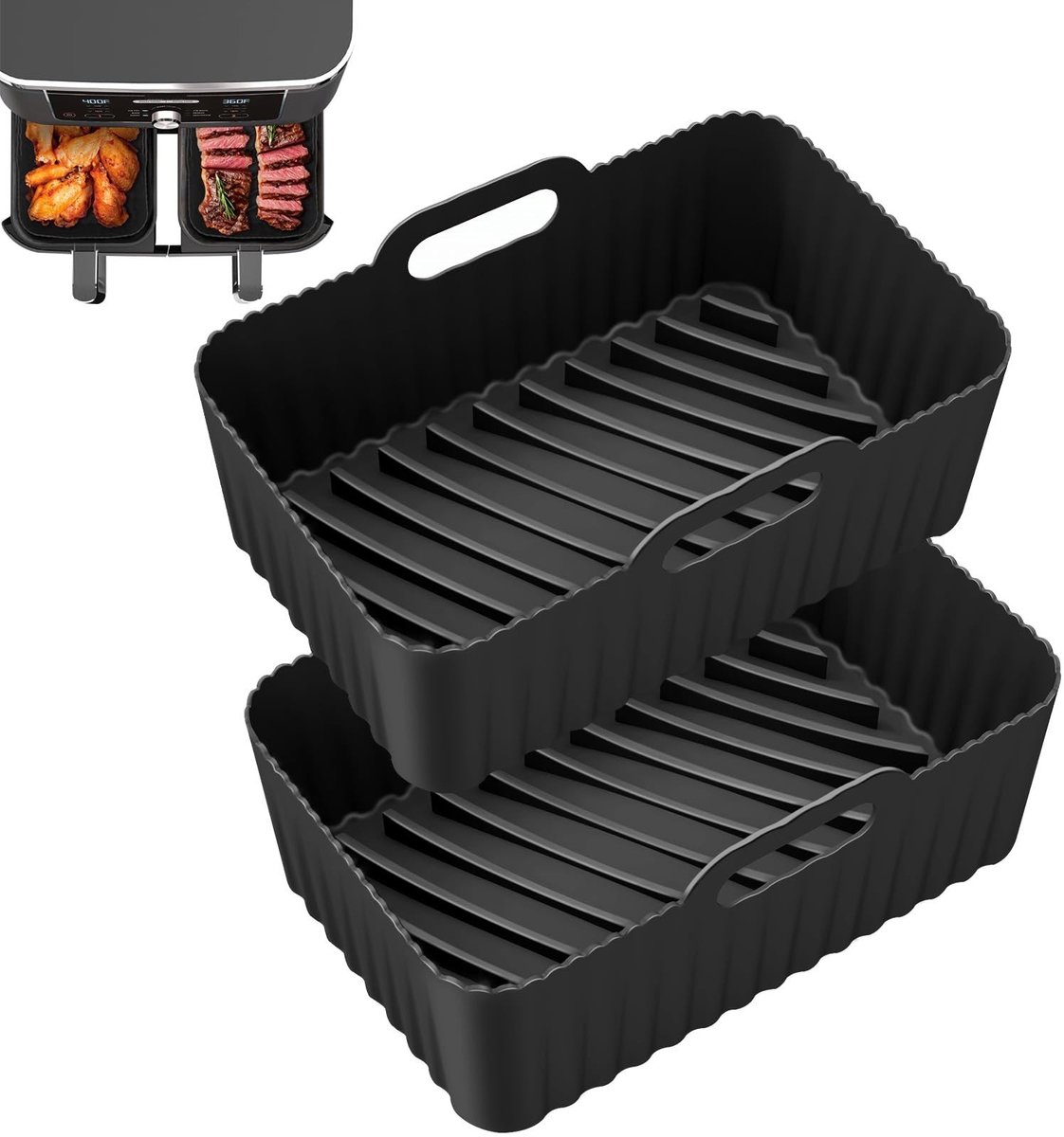 Dailygoods - Verbeterde Verdikte Zwarte Lucht Friteuse Siliconen Bakplaat 20x15cm