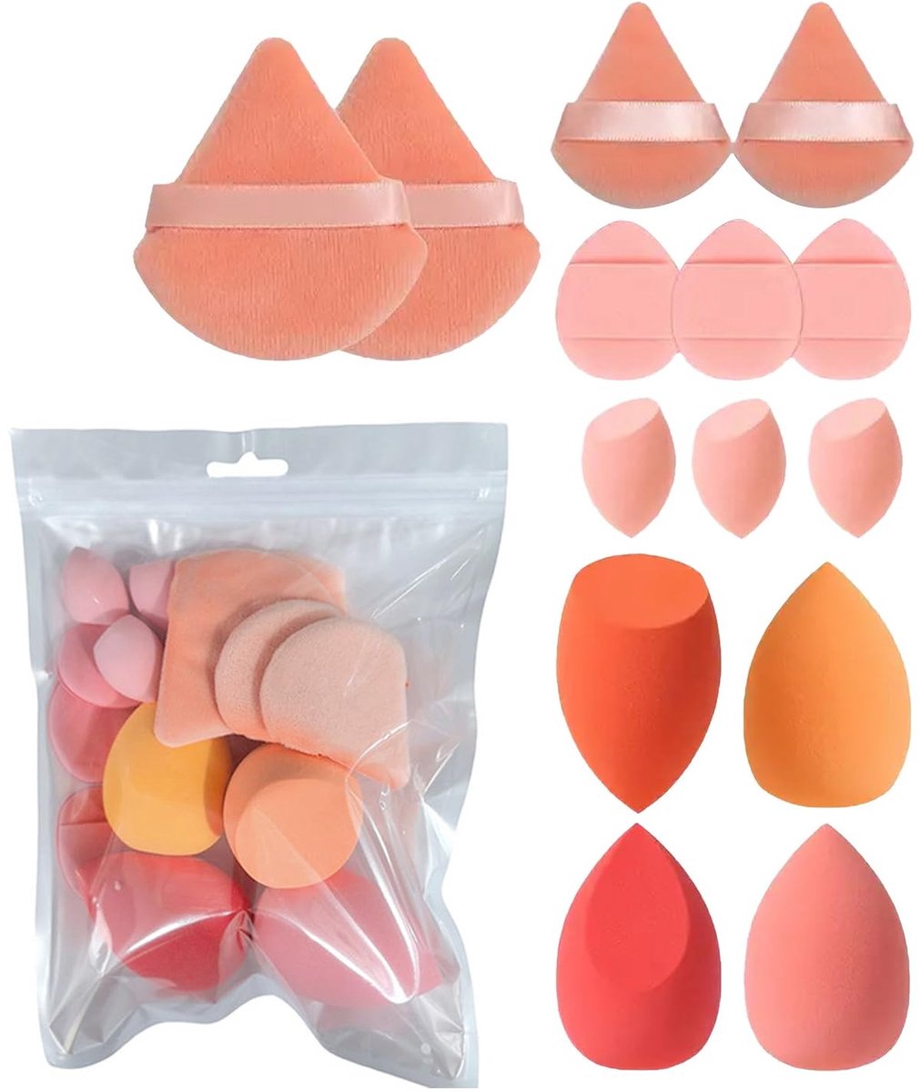 Dailygoods - Make-upsponzen Set van 14 Stuks voor Vloeistoffen en Poeders