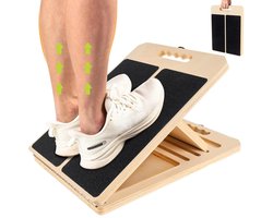 Cherrys Finds - Squat Wedge - Slant Board - Stretch Block - Balans Krachttraining en Fitness - Voor Yoga Workout - Kuit-incline Board - Rekplank Combineert Stretching - Verstelbaar - Houten Schuine Plank - Kuitrekker - Opvouwbaar