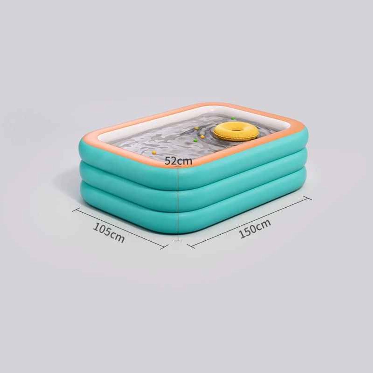 Casa Living Opblaasbaar Zwembad - Rechthoek - Kinderzwembad - 105x52x150CM - Opvouwbaar - PVC - Voor Buiten - Blauw en Oranje