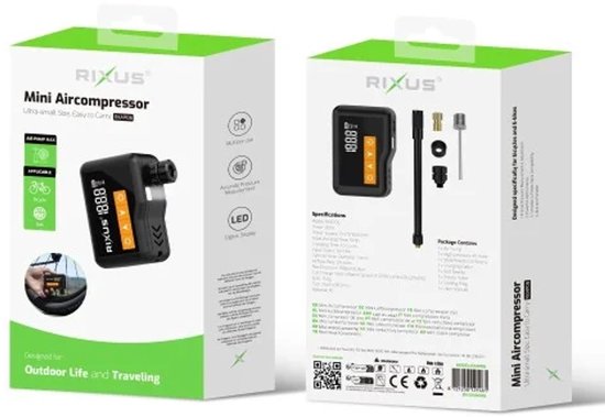 Rixus Elektrische fiets Pomp Rxap06 Mini Air Compressor — afbeelding 5