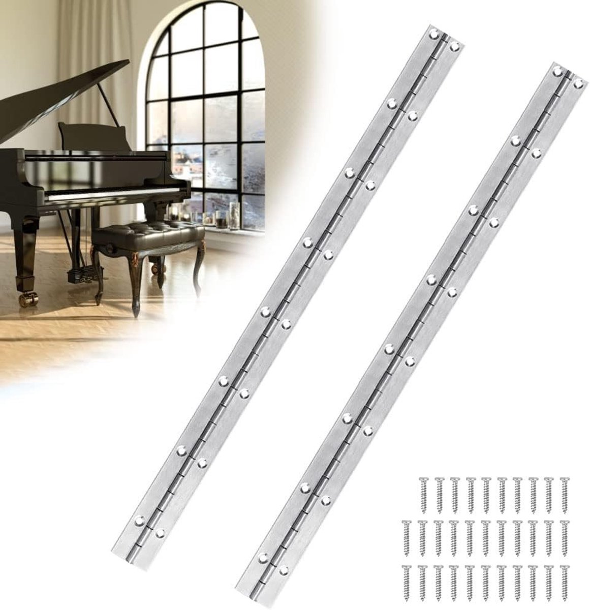 Set van 2 Stuks Lastechniek Scharnier Tape voor Zware Deuren, Meubels en Pianos - 25 x 375mm