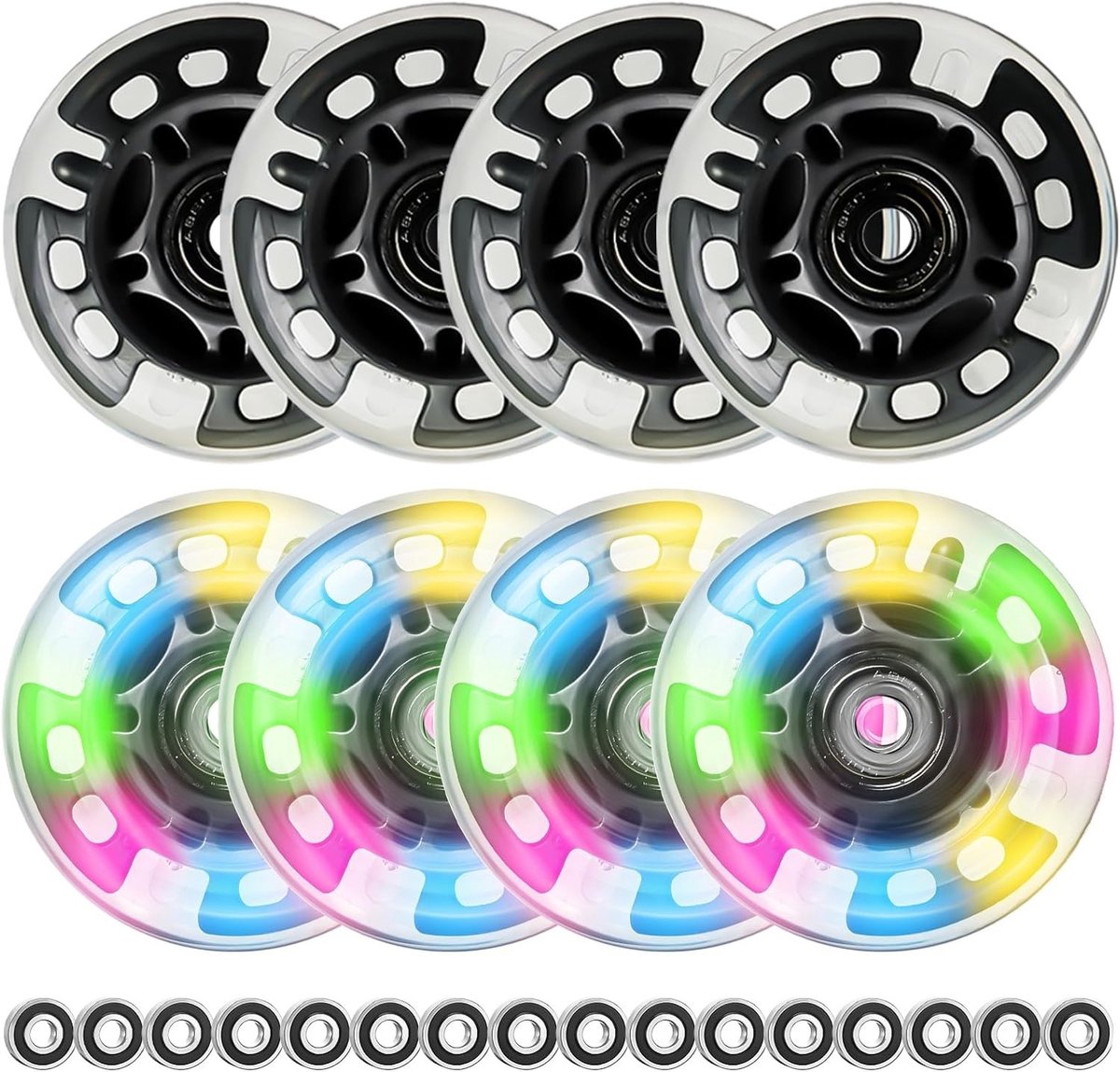 Set van 8 inline skate wielen 80mm met 8 kogellagers verlichte wielen voor optimale prestaties en duurzaamheid