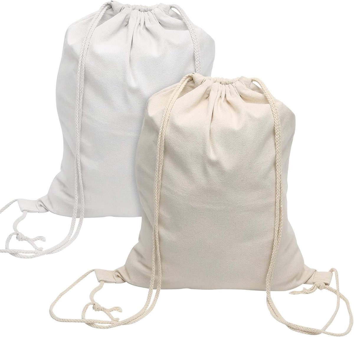 SnelShoppen - Pack van 2 Canvas Gymtassen voor Schilderen 34x43 cm, Stevige Stoffen Drawstring Sporttassen voor Volwassenen en Kinderen, Ideaal voor S