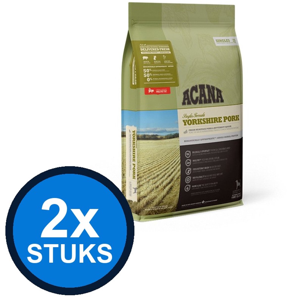 2x Acana - Singles yorkshire pork 6kg