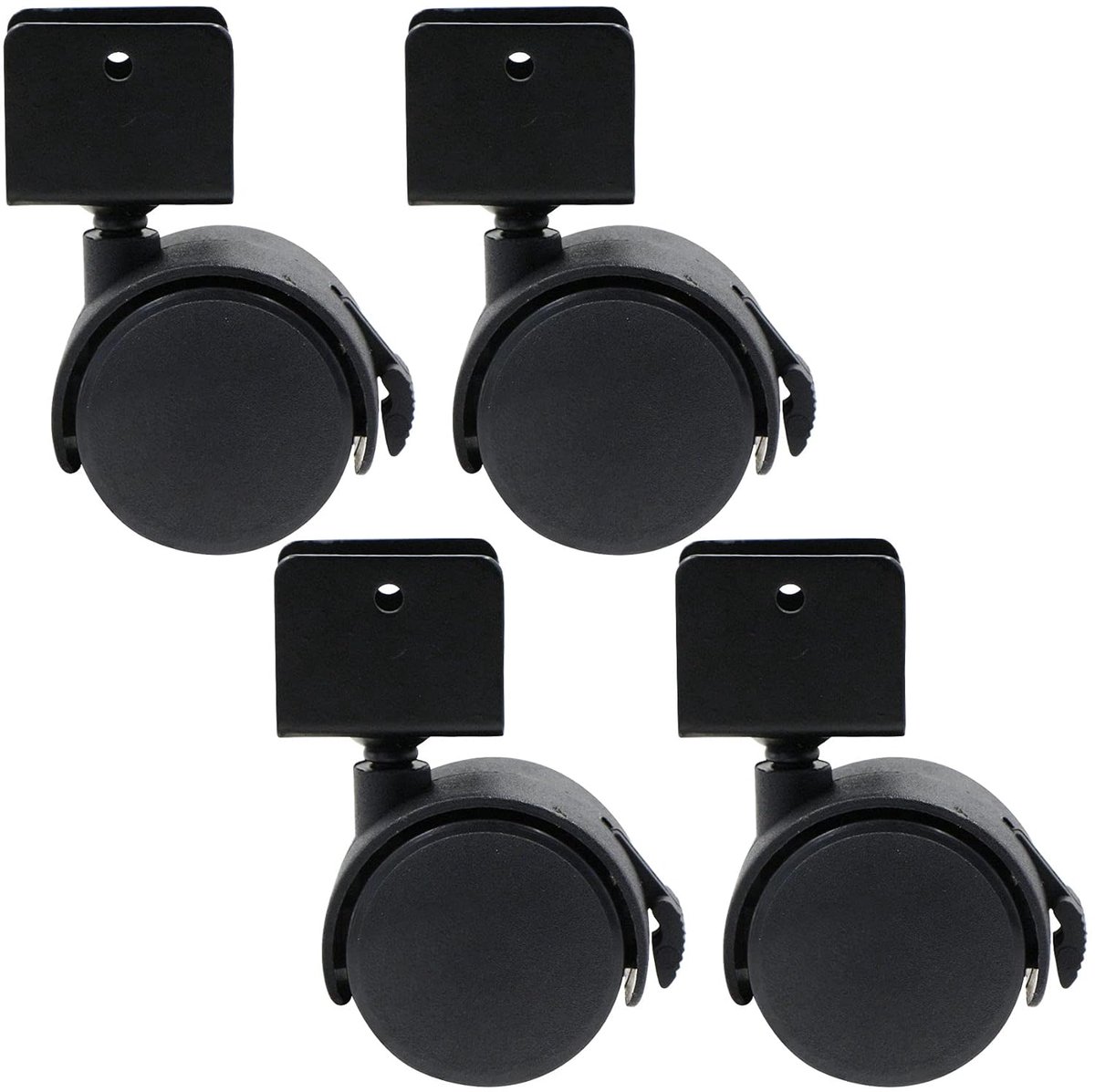 SnelShoppen - Swivel Castors U Type Holder 50mm Rubber Castors met Rem - Set van 4, Zware Duurzame Wielen voor Meubels, Ideaal voor Vloer en Tapijt