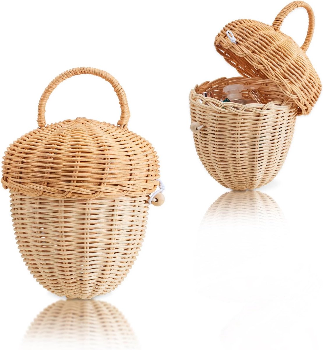 SnelShoppen - Handgemaakte Rieten Paddenstoel Opbergbasket voor Buiten, Kinderen, Decoratie, Fotografie Props, Medium, Natuurlijk Rattan
