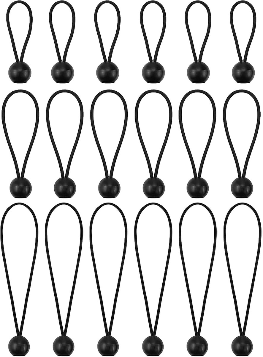 SnelShoppen - 18 Stuks Elastische Ballenspanners met Ballen, Flexibele Elastische Cords voor Banners, Tentspanners, UV-bestendig voor Camping en Tuin