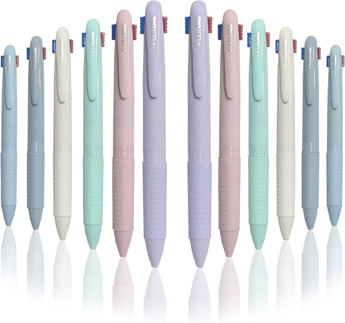 SnelShoppen - Multi-color Balpennen 4-in-1, 12 Stuks, Retractable Pen met Rood, Groen, Blauw en Zwart, 0.5mm, Ideaal voor Kantoor, School, Kinderen, C