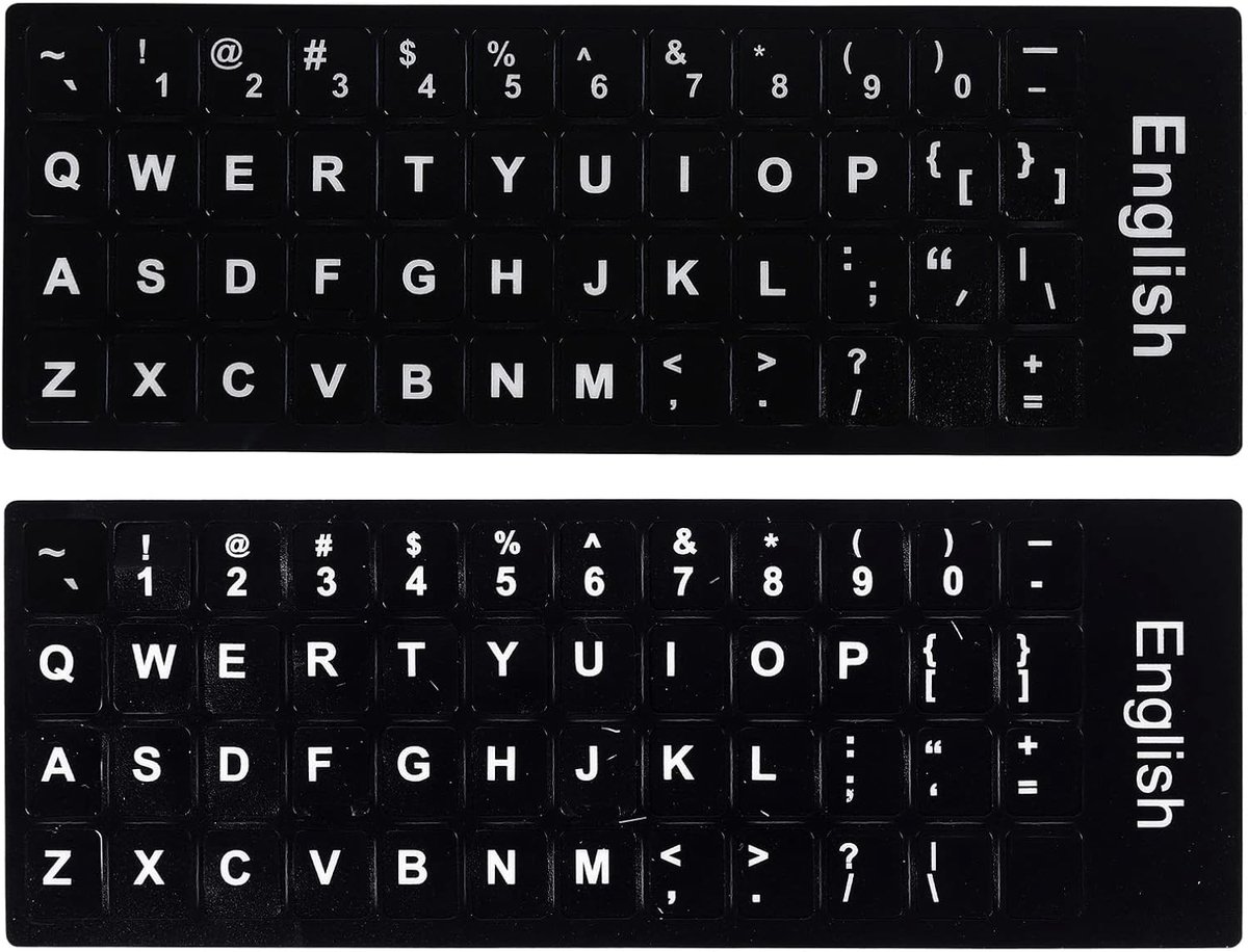 SnelShoppen - Hileyu Engelse Toetsenbord Stickers - Opaque Zwarte Stickers met Witte Letters voor Laptop, Desktop, Notebook - 2 Stuks - UK Vervanginge