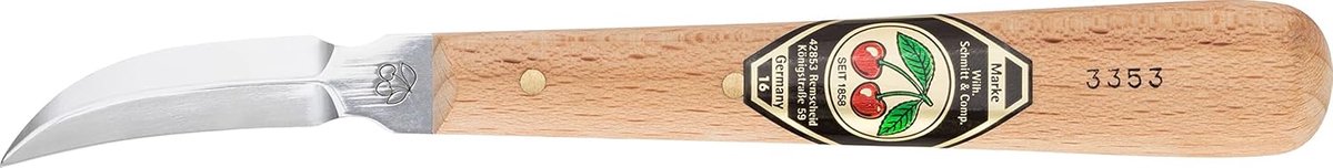 SnelShoppen - Carving Mes Snijmes met Dubbelzijdig Gebogen Snijrand van Hoogwaardig Carbonstaal, Handgemaakt, Wit Beukenhout, Hardheid 59-61 HRc, Koke