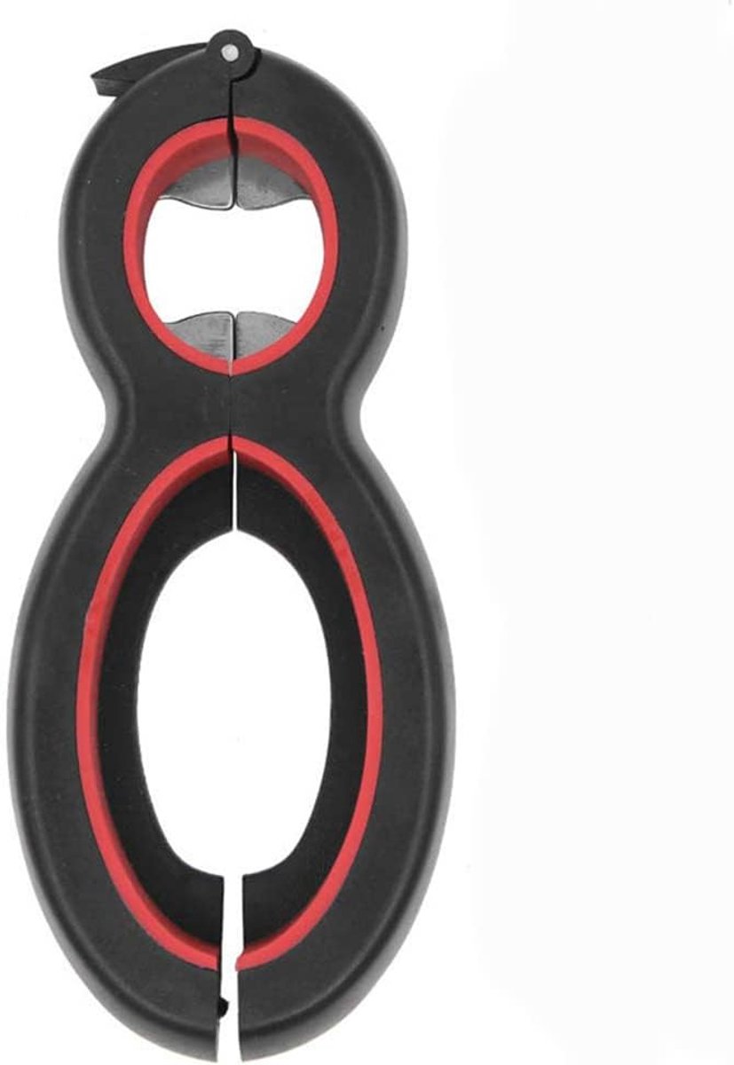 SnelShoppen - Pot Opener 6-in-1 Multifunctionele Flessenopener van RVS voor Tassen, Veiligheidszegels, Pull Tabs en Potdeksels, Ergonomische Handgreep