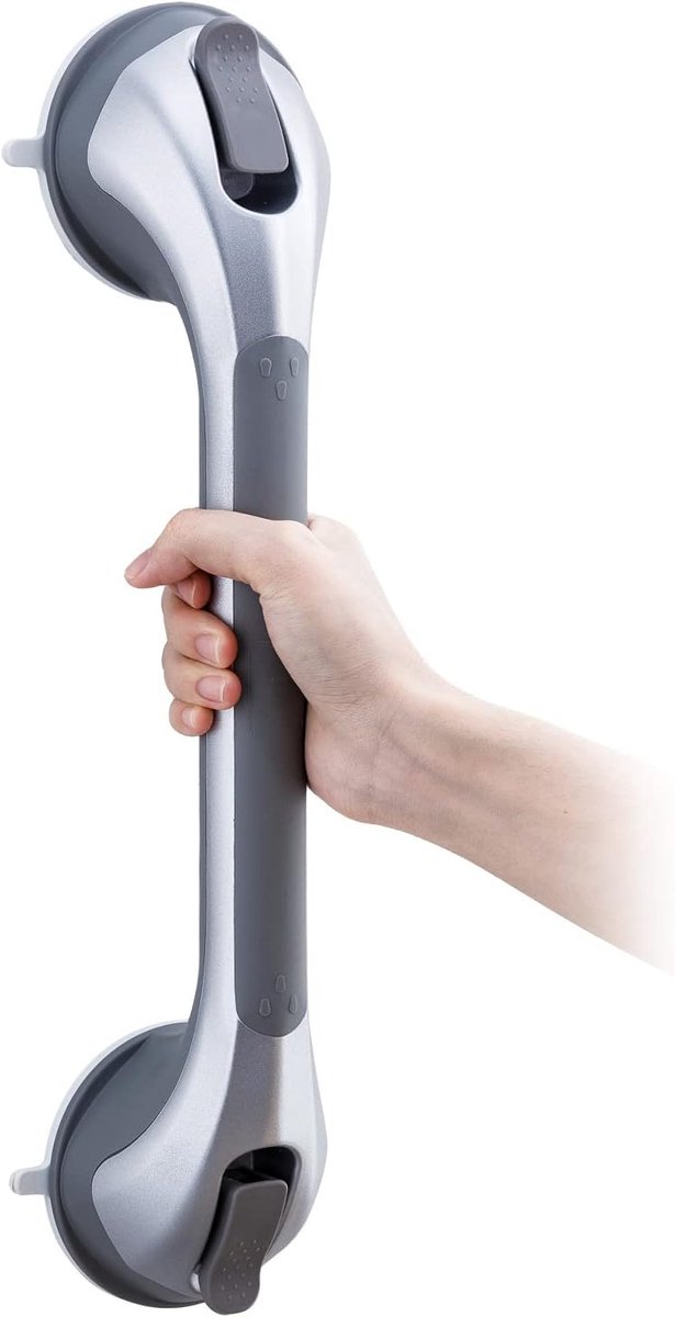 SnelShoppen - Suction cup badkamerhandgrepen 43 cm - Veiligheidssteunen voor ouderen - Max. draagcapaciteit 110 kg - Silver - Ideaal voor douche en ba