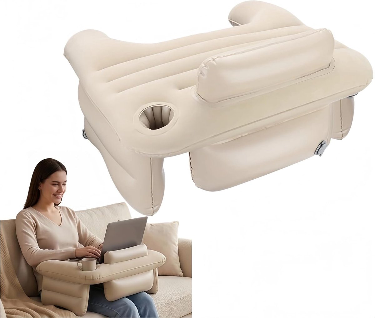 SnelShoppen - Opblaasbaar Gamingkussen Ergonomisch Rugleuningkussen voor Bed, Armleuningkussen voor Lezen, Werken, Spelen, Stoomdekschakelaar, Perfect