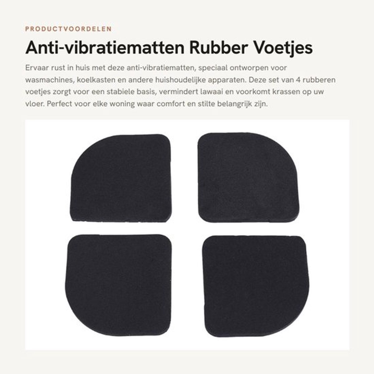 Anti-vibratiematten set van 4 - Rubber voetjes - Antislip - Schokbestendig - Krasbescherming - Voor wasmachine/koelkast - Zwart 70 mm - Wasmachinepads